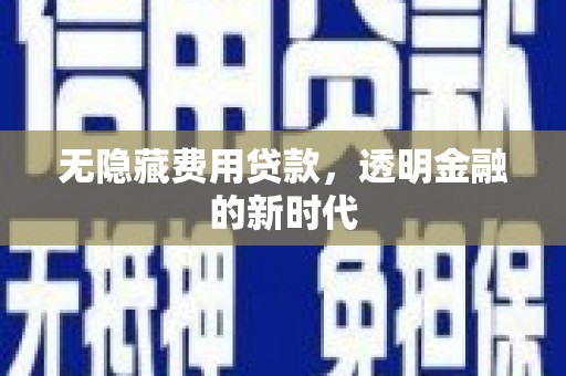 滦南无隐藏费用贷款，透明金融的新时代