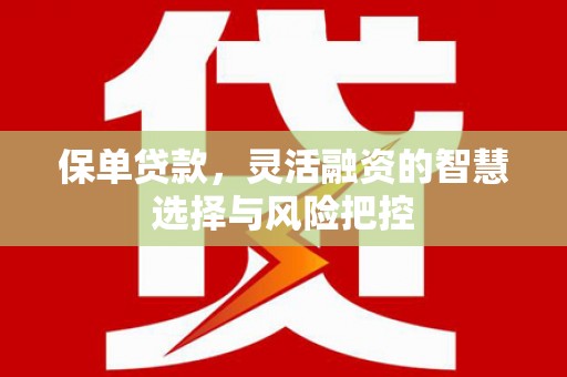 滦南保单贷款，灵活融资的智慧选择与风险把控