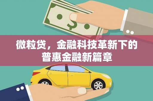 滦南微粒贷，金融科技革新下的普惠金融新篇章
