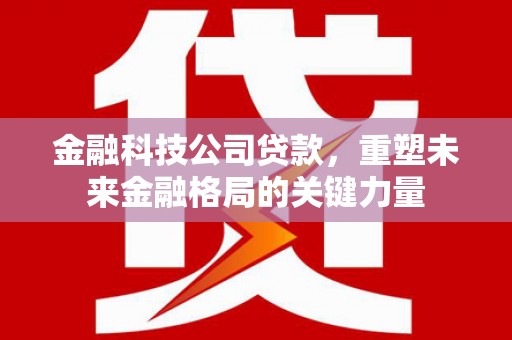 滦南金融科技公司贷款，重塑未来金融格局的关键力量
