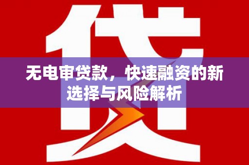 滦南无电审贷款，快速融资的新选择与风险解析