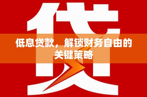 滦南低息贷款，解锁财务自由的关键策略