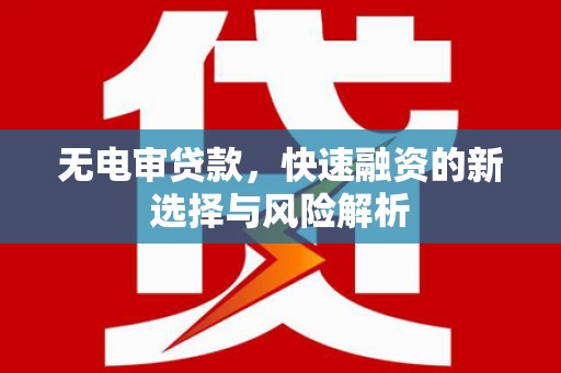 滦南无电审贷款，快速融资的新选择与风险解析