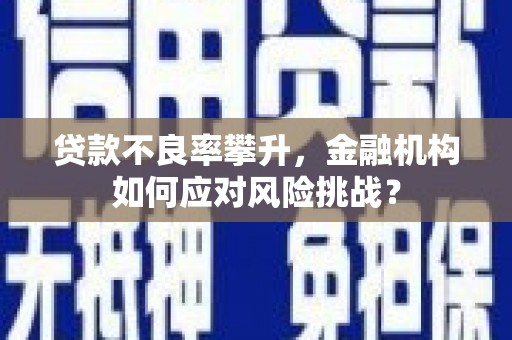滦南贷款不良率攀升，金融机构如何应对风险挑战？
