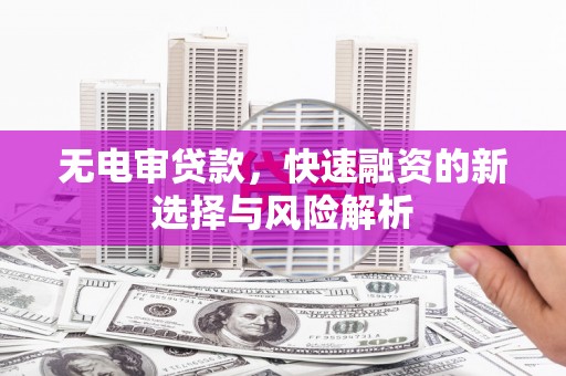 滦南无电审贷款，快速融资的新选择与风险解析